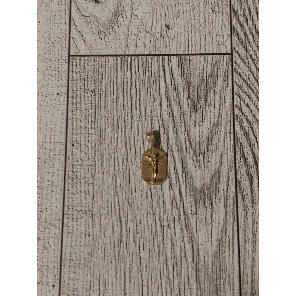 14K Yellow Gold Small Dainty Crucifix Diamond Cut Minimalist Pendant Charm